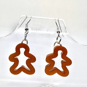 Christmas Earrings - Gingerbread Cookie Cutter Earrings - Dangle Earrings